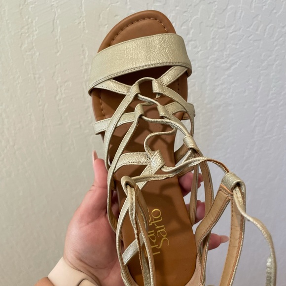 Franco Sarto gold lace-up gladiator sandals - Picture 4 of 6